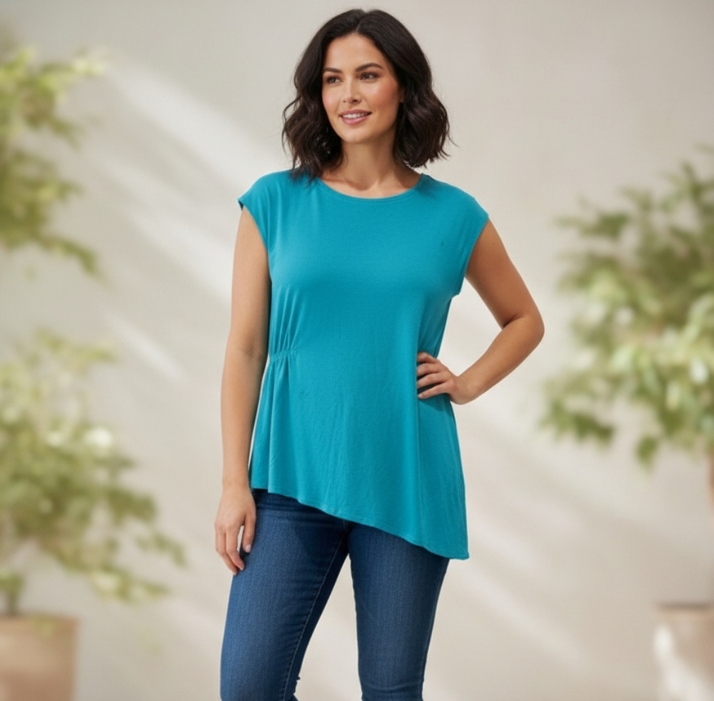 Eileen Fisher Teal Short Sleeve Top